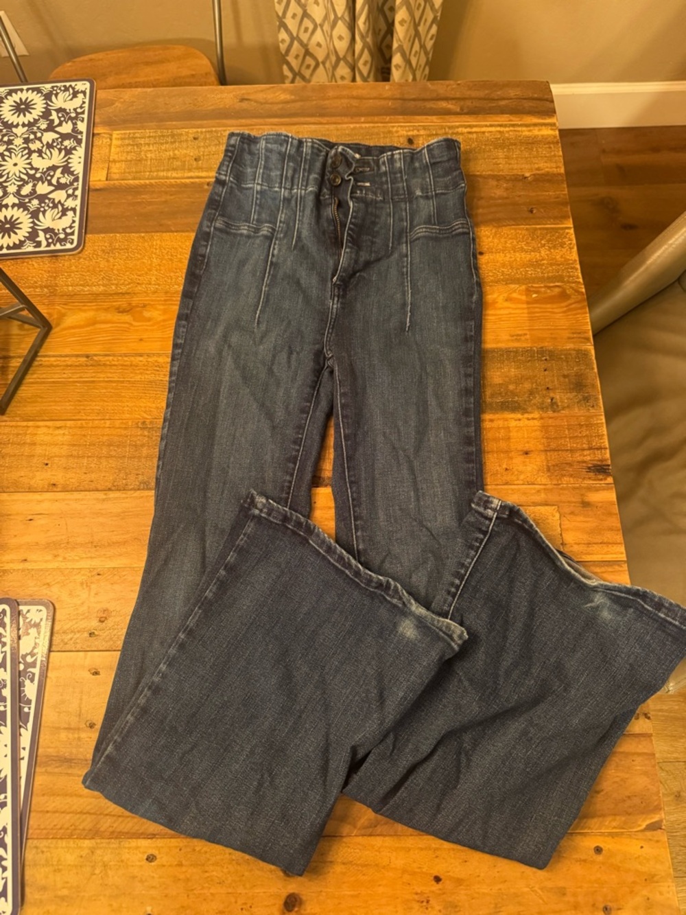 We The Free Dark Blue High-Waisted Flare Jeans